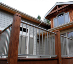Century Railings – Grey Aluminum Railing Between Wood Posts